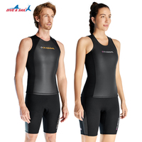 Dive & Sail Wetsuit Top/Bottom for Men Women, 2mm Sleeveless No Zip Neoprene Wet Suit Vest/Shorts