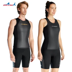 Dive & Sail Wetsuit Top/Bottom for Men Women, 2mm Sleeveless No Zip Neoprene Wet Suit Vest/Shorts