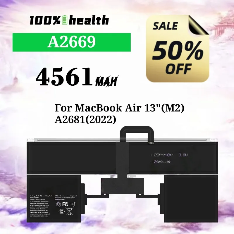 

A2669 4561mAh Laptop Battery for Apple MacBook Air 13-inch (M2)/A2681 (2022) Lithium Rechargeable Battery