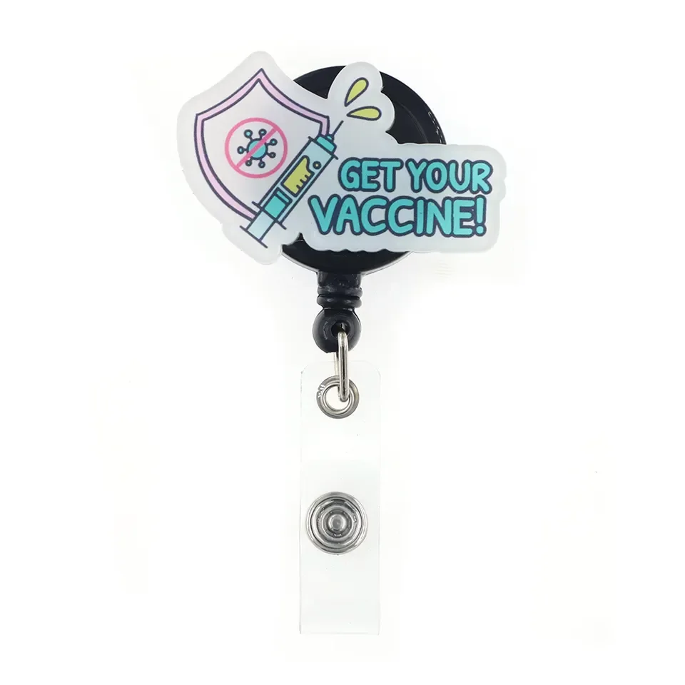 Medical Nurse Accessories Acrylic Vaccine Syringe Badge Reel Retractable ID Card Badge Holder