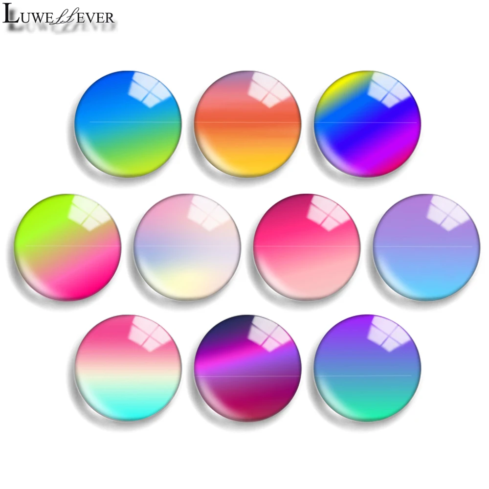 12mm 10mm 20mm 25mm 30mm 40mm 783 Gradient Color Mix Round Glass Cabochon Jewelry Finding 18mm Snap Button Charm Bracelet