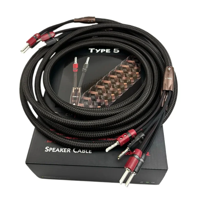 Pair Type5 Full Range Speaker Wire BFA Banana & Spade Plug HiFi Audio Amplifier Horn Cables