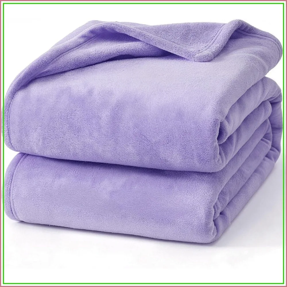 Super Soft Flannel Fuzzy Plush Queen Blanket 90x90 Inches, Cozy for All Seasons, Lilac