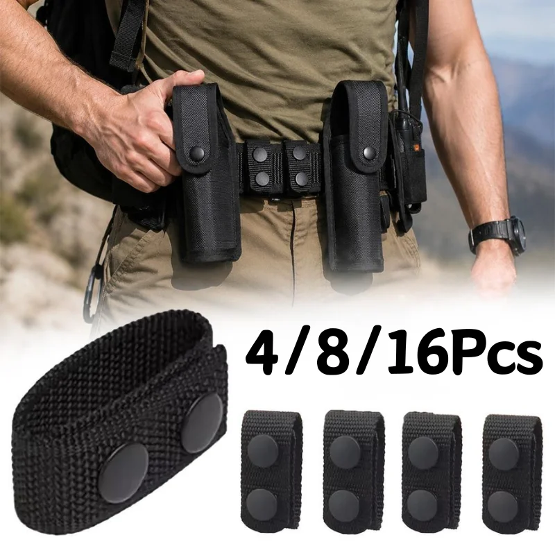4/8/16Pcs Double Tactical Belt Retainer Loops Nylon Belt Keepers with Snap Buttons for Outdoor and Work Belts Accessory