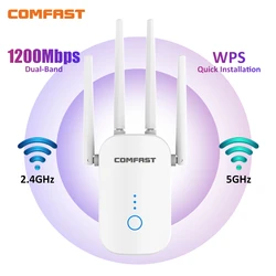 COMFAST AC1200 WiFi Tekrarlayıcı 2.4G ve 5GHz Çift Bantlı WiFi Genişletici 802.11AC Güçlü Kablosuz Yönlendirici/AP Wlan Wi Fi Menzil Amplifikatörü