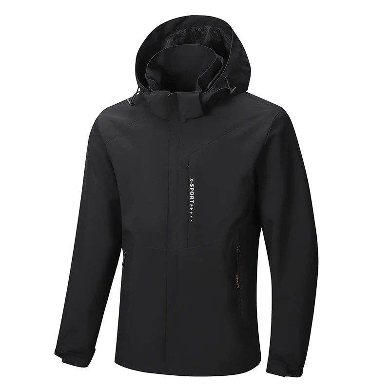 

Hot Sale Outdoor Camping Jackets for Men Windproof with Hood Hiking Coats Solid Color All-match Zipper Outerwear Fashion Casual