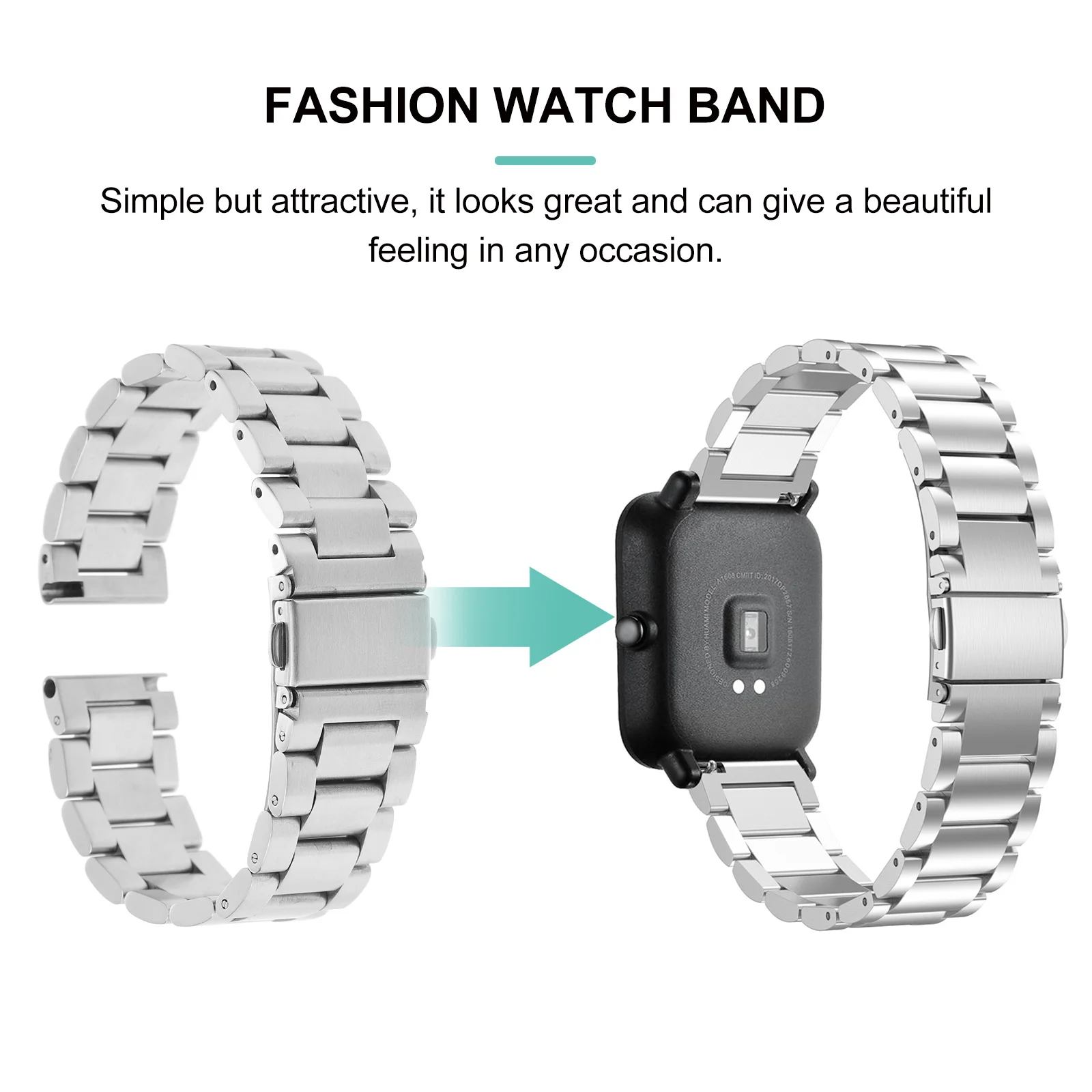 

20Mm Stainless Steel Watch Band for Replacement Strap Smooth Finish Elegant Design Daily Use Comfort Replacement Watch Band