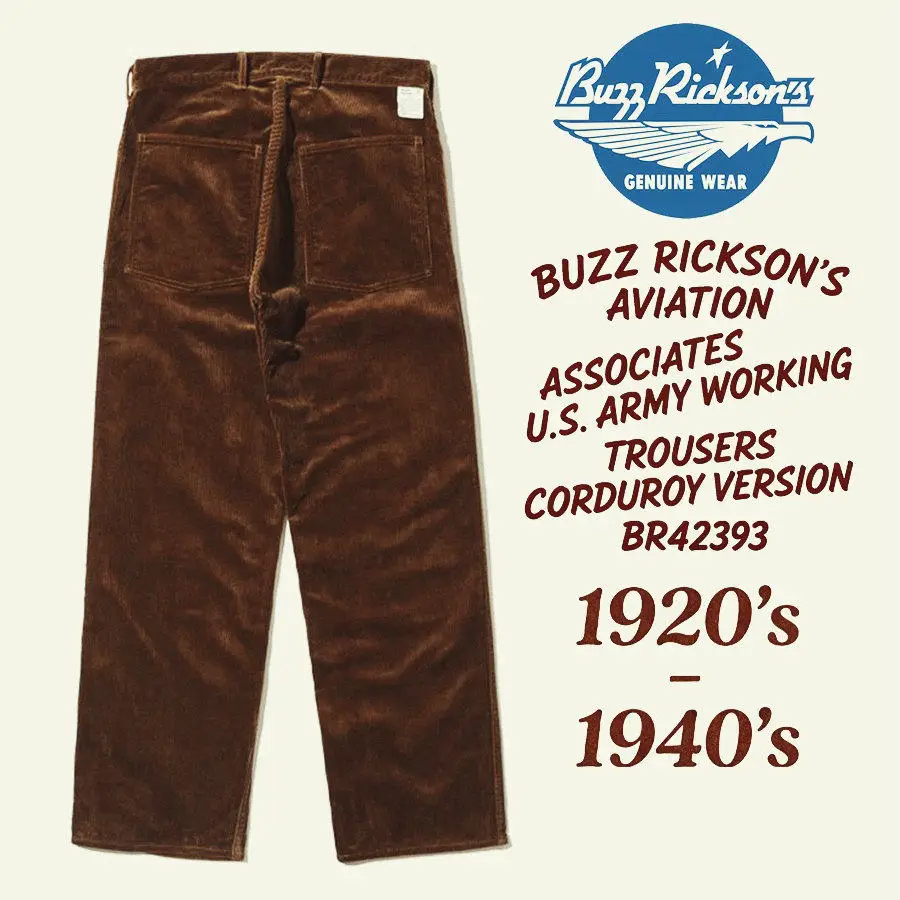 Вельветовые брюки-карго Buzz Rickson 1920-1940s