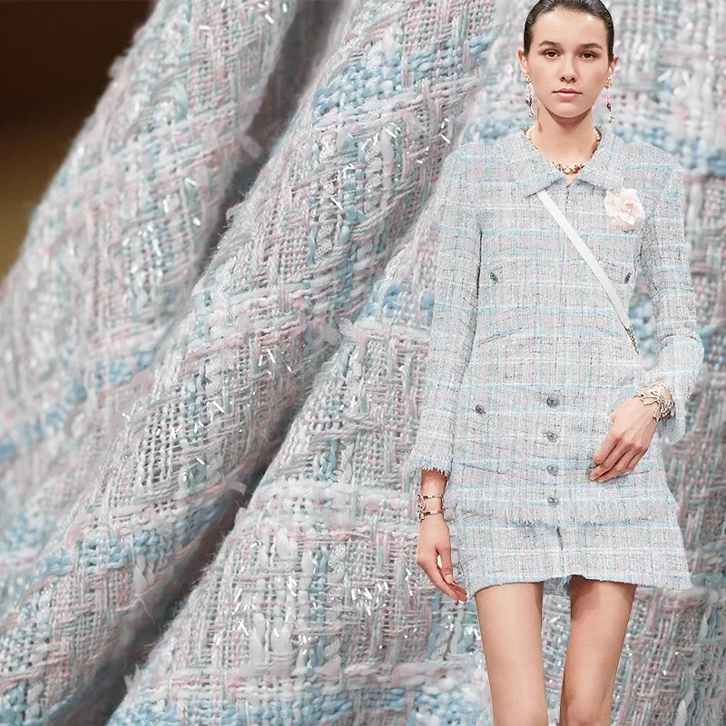 

Redraspberry Франция Синий Фиолетовый Твидовые Ткани Материалы Для Одежды Осенние Женские Куртки Костюмы Пальто Швейная Ткань Krawiec Freeshippin