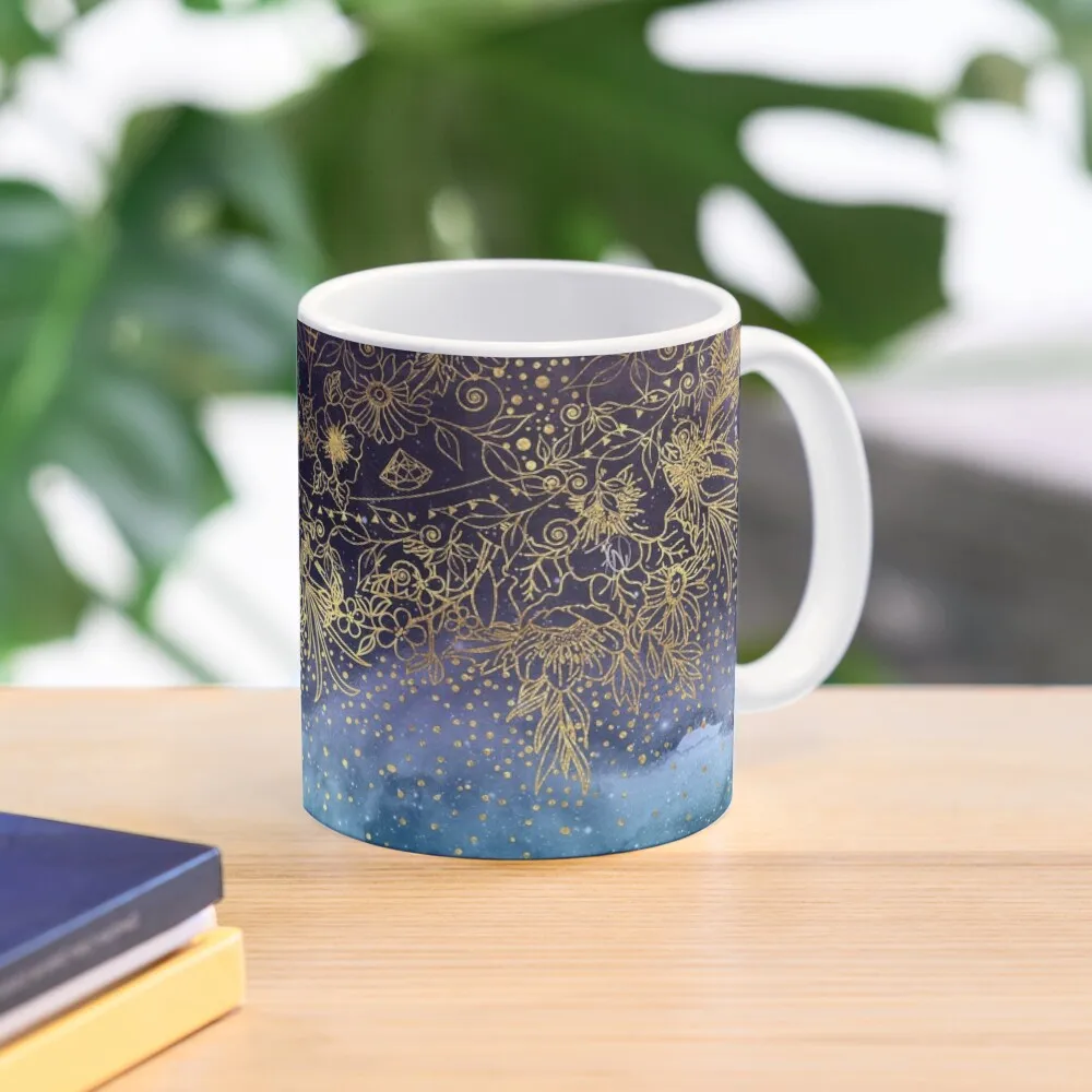 

Gold floral mandala and confetti image Coffee Mug Coffee Cups Coffee Glass