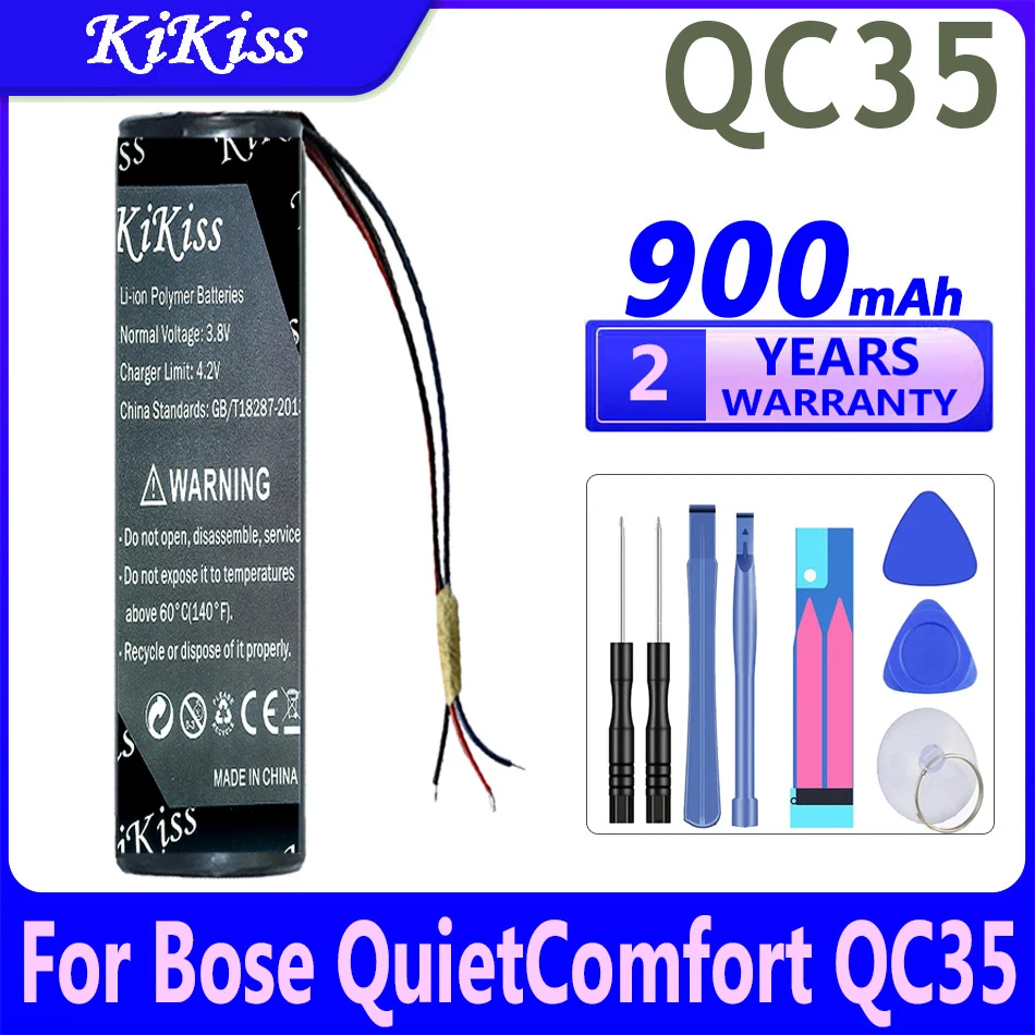 750mAh/900mAh KiKiss Powerful Battery for Bose QuietComfort 45 QC45 QC 35 QC35 II Accumulator 3-wire