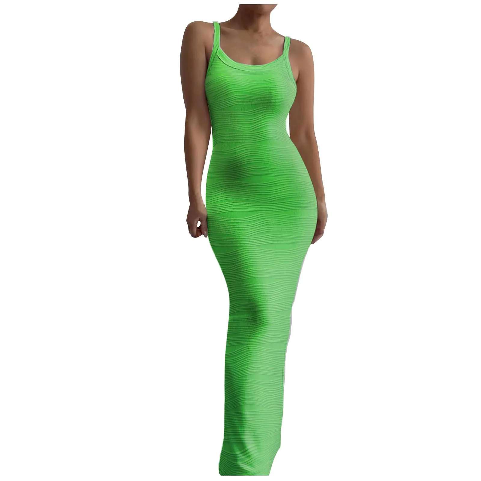 Women Sexy Bodycon Long Dress Solid Color Spaghetti Strap Sleeveless Evening Party Dress Summer Beach Going Out Clothing