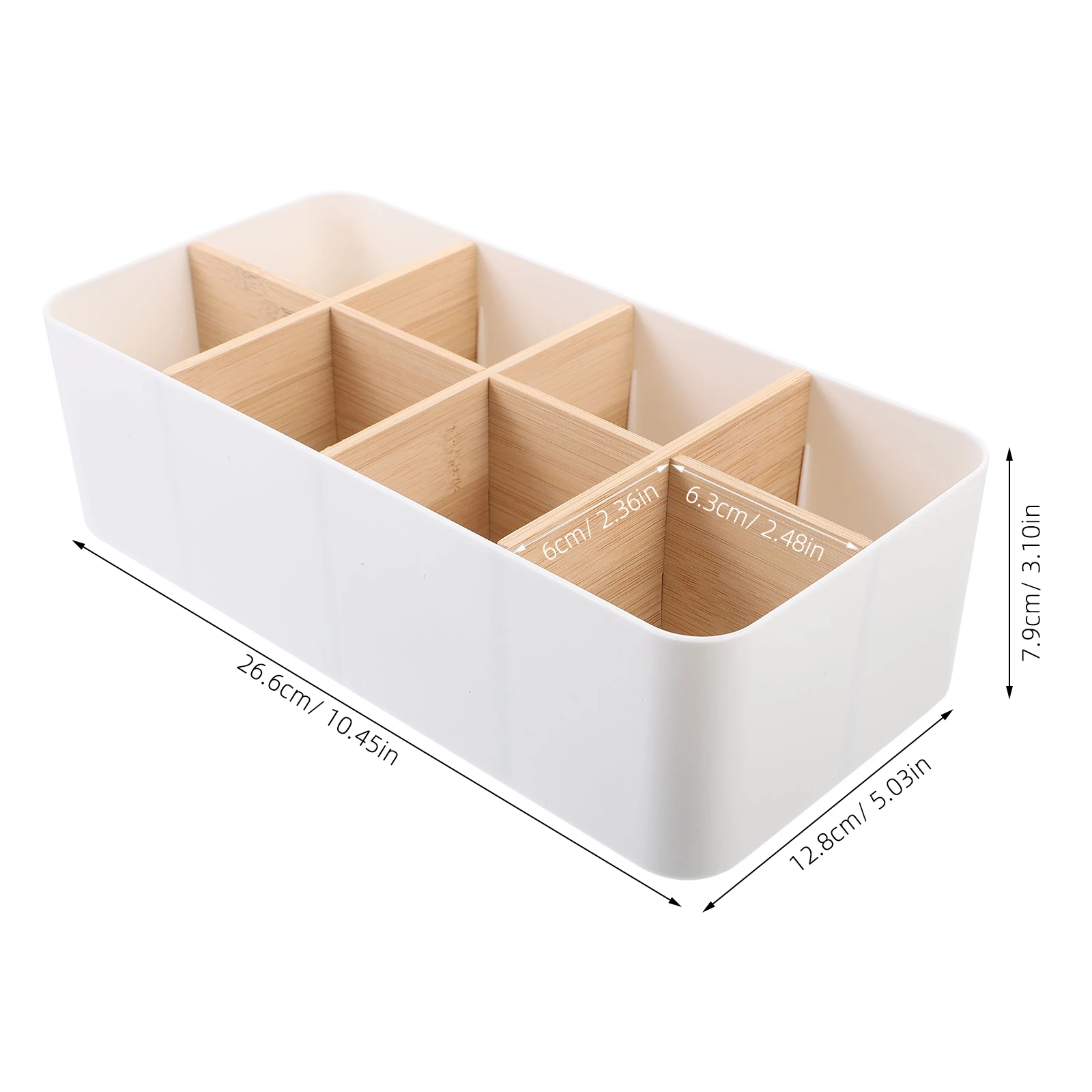 

Creative Desktop Multi-Grid Storage Box PP Bamboo Organizer Detachable Makeup Holder Round Edge Practical Storage
