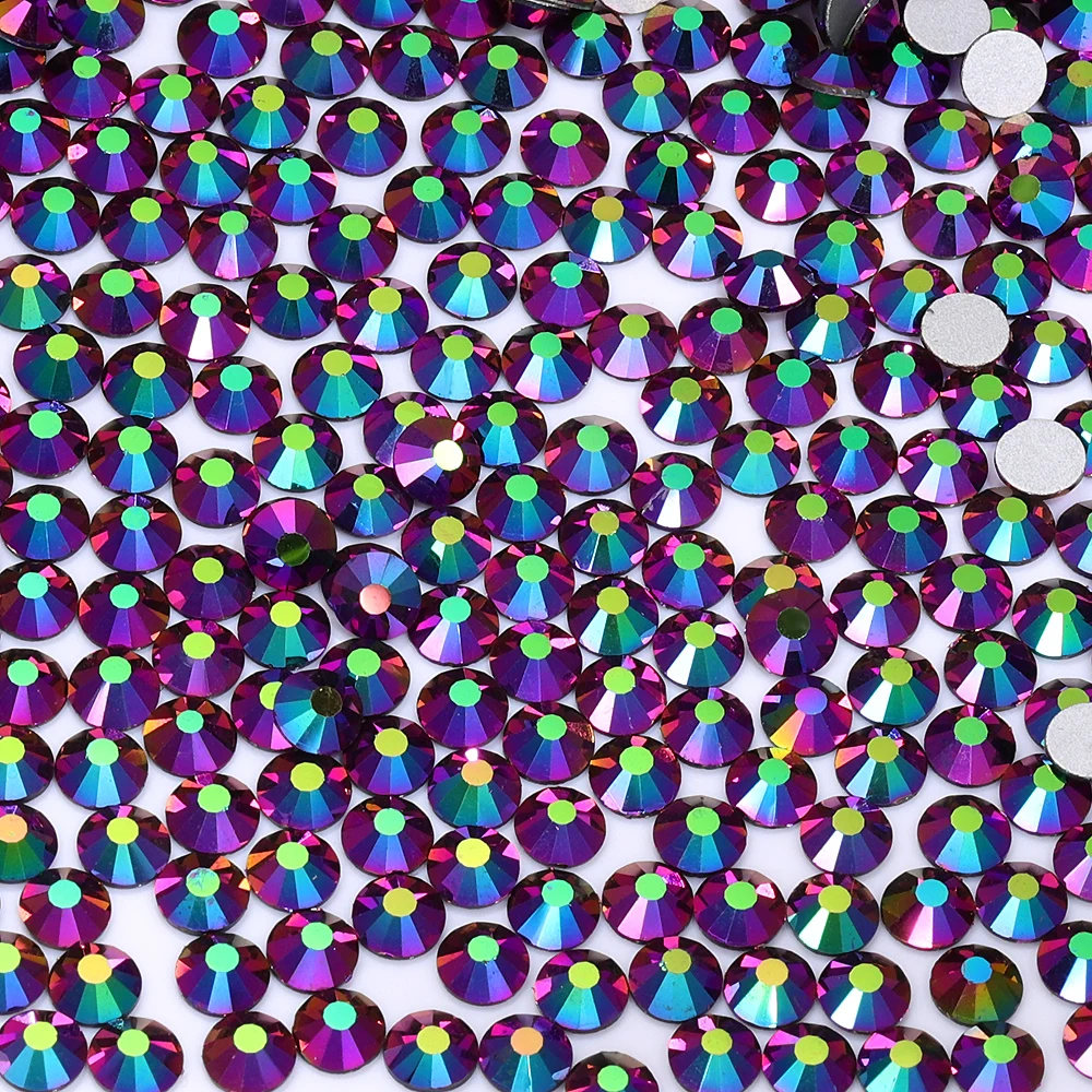 SS3-SS30 Non Hotfix Glass Rhinestone Rainbow Rose Gold Flatback Crystals Stones Glue-on Diamond Strass Clothing Nail Accessories