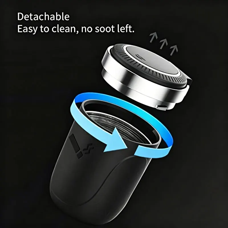 Car Ashtray with Lid Smell Proof, Car Cigarette Ashtray with Lid and Light, Stainless Metal Material, Easy To Clean for Most Car view 5