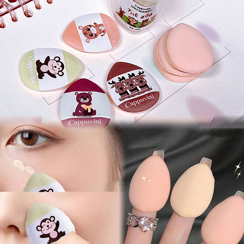 Cartoon Mini Finger Puff Foundation Powder Detail Makeup Sponge Face Concealer Cream Blend Akcesoria kosmetyczne Narzędzia do makijażu