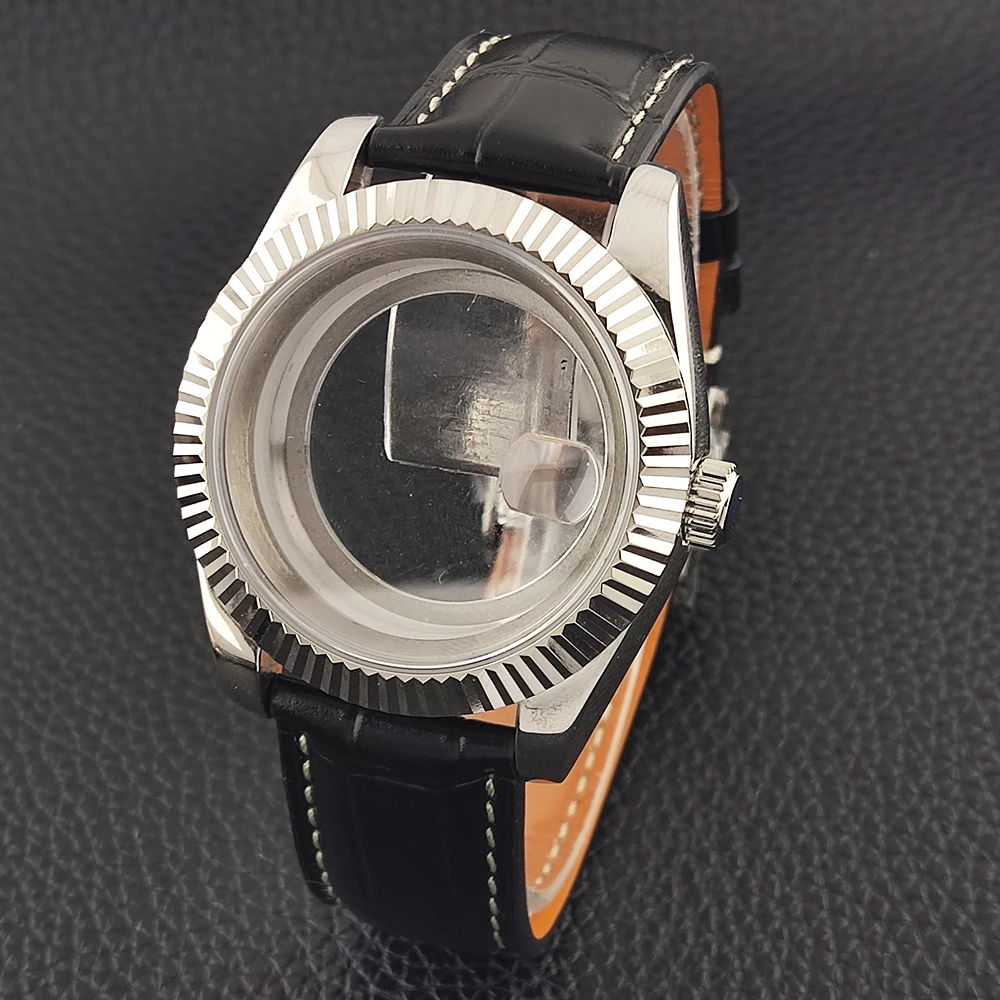

36mm/39mm 8285 Watch Case Silver/Rose 316L Stainless Steel Case Sapphire Crystal Leather Strap Fit 29mm Dial for 8285 Movement
