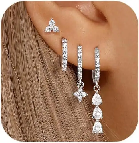 Luxury Ladies Earrings Set Water Drop Tassel Hoops Earrings for Women Cz Stackable Huggie Hoop Dangle Drop Earrings Jewelry Gift
