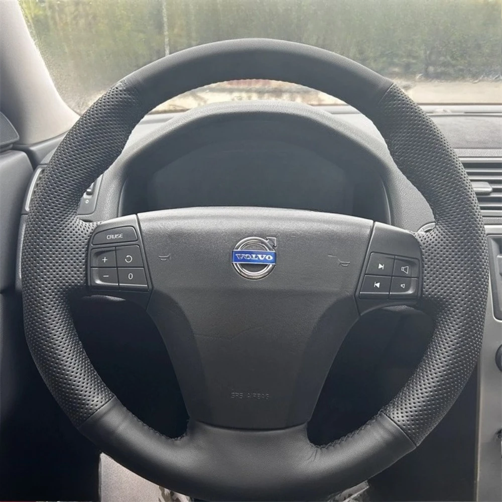 

Для Volvo C30 2006-2013 C70 2008-2010 V50 2005-2011 прошитый вручную нескользящий чехол на руль из натуральной кожи