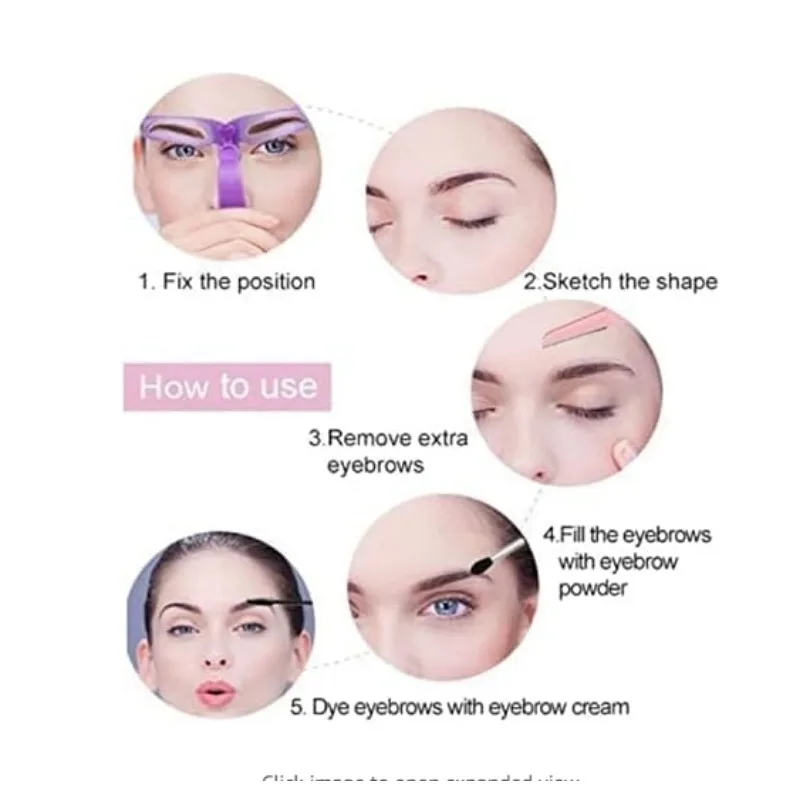 8pcs/set Eyebrow Shaping Template Helper Eyebrow Stencils Kit Grooming Card Eyebrow Defining Makeup Tools mask view 4