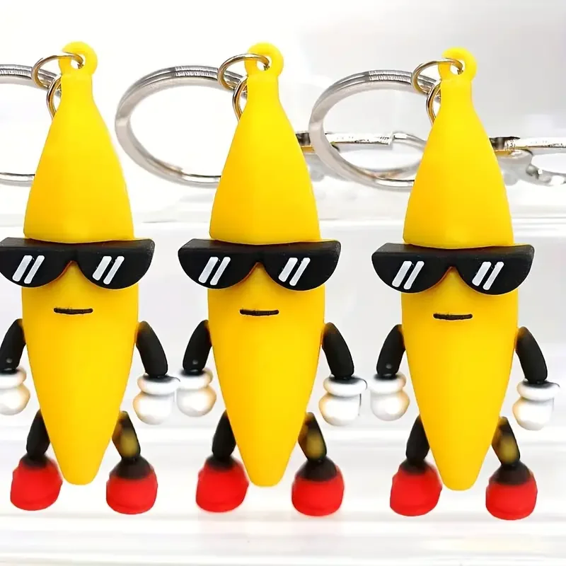 1pc Creative Trendy Cartoon Keychain Cute Banana Keyring Bag Accessory