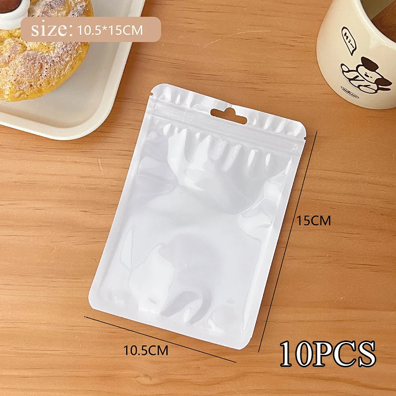 10pcs/pack Packaging Bag Storage Bag Cards Protective Case Bag Clear Plastic Bag Sealed Pocket Bone Bag Ins Candy Color