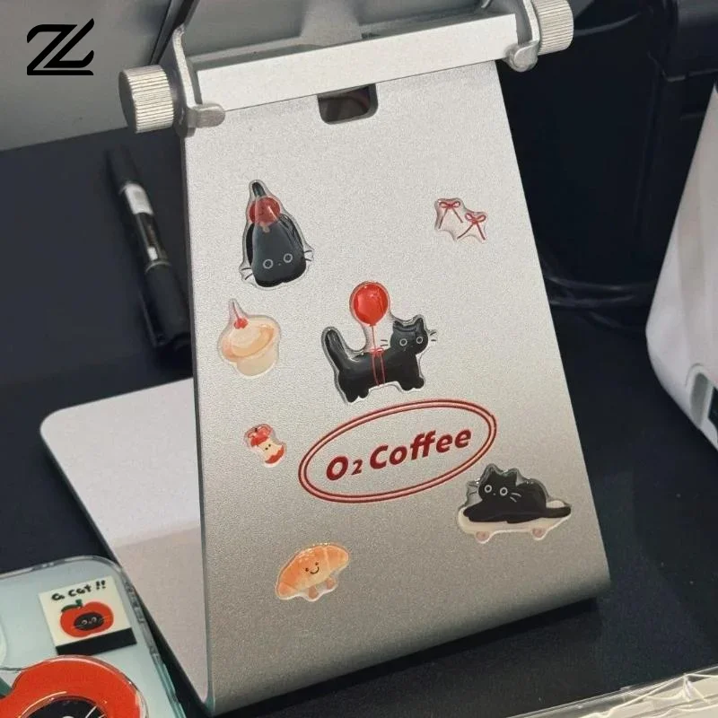 1 Sheet 3D Epoxy Resin Transparent Decals INS Cute Black Cat Cartoon Jelly Relief Sticker DIY Phone Cases Laptop Tablet Decor