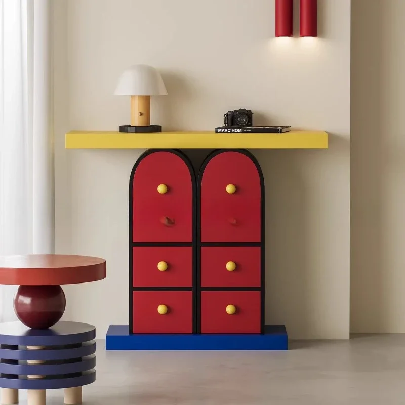 Light luxury creative contrasting color art desk case model house aisle corridor multi-functional storage