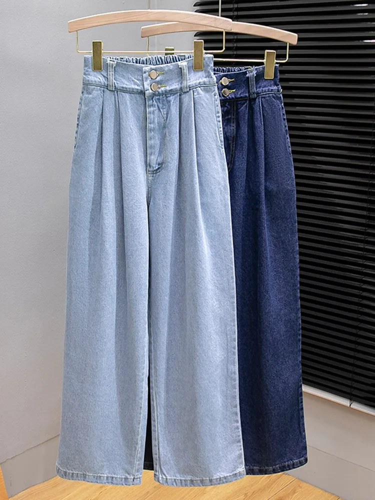 Hohe Taille Casual Jeans Frauen Neue Ankunft 2023 Frühling Koreanischen Stil Lose Komfortable Weibliche Breite Bein Denim Hosen W2339