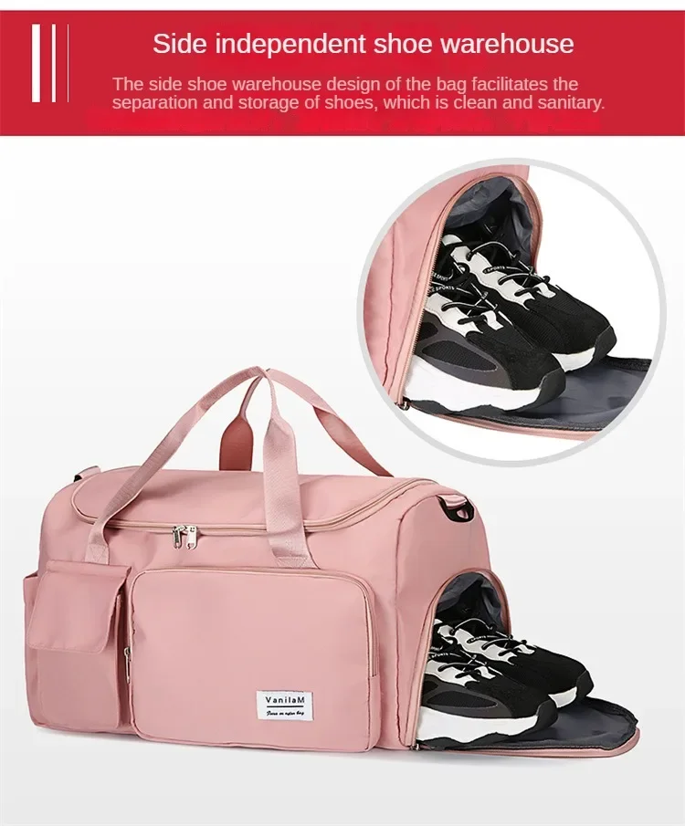 Bolsa de viaje de gran capacidad para mujer, bolsa de gimnasio para fin de semana, bolsas de lona para la noche con comp