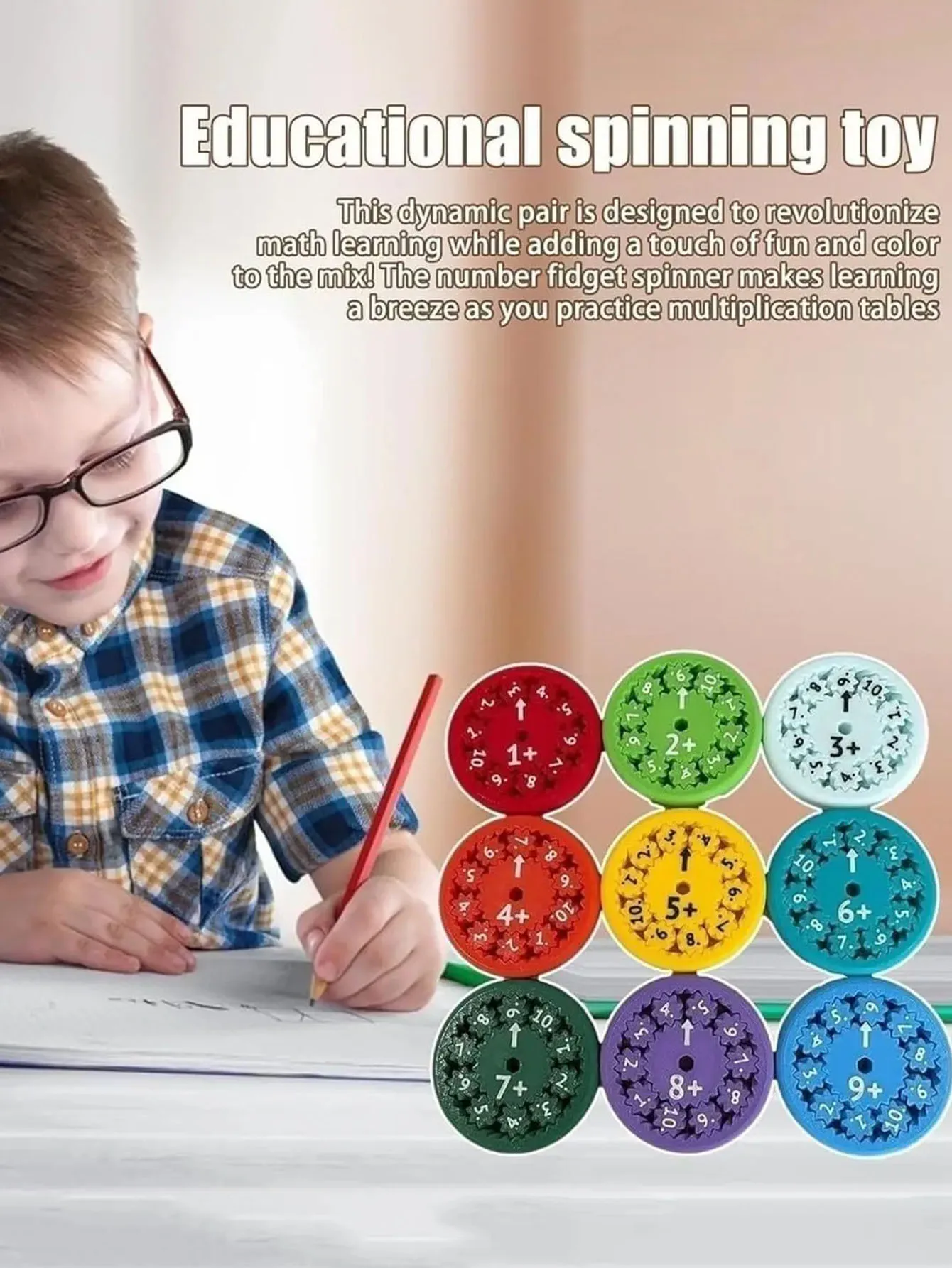 Tables de Multiextrêmes Maths Fidget Spinners pour Enfants, Jouets Rotatifs du Bout des Doigts, Fournitures de Salle d'Irritation, Fuchsia