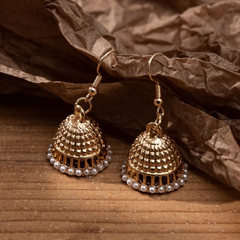 New Ethnic Jhumka Jewelry Boho Vintage Women\'s Retro Exotic Indian Pearl Tassel Earrings Brincos Feminino Kolczyki