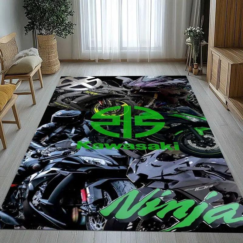 Retro K-Kawasaki Racing Biker Garage Moto Soft Non-Slip Area Rug for Living Room,Bedroom Playroom Carpet Mat for Sofa,Home Decor