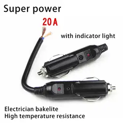 12V 24V Auto 20A Male Car Cigarette Lighter LED Socket Plug Connector Adapter Car Cigarette Lighter Interior Accessories