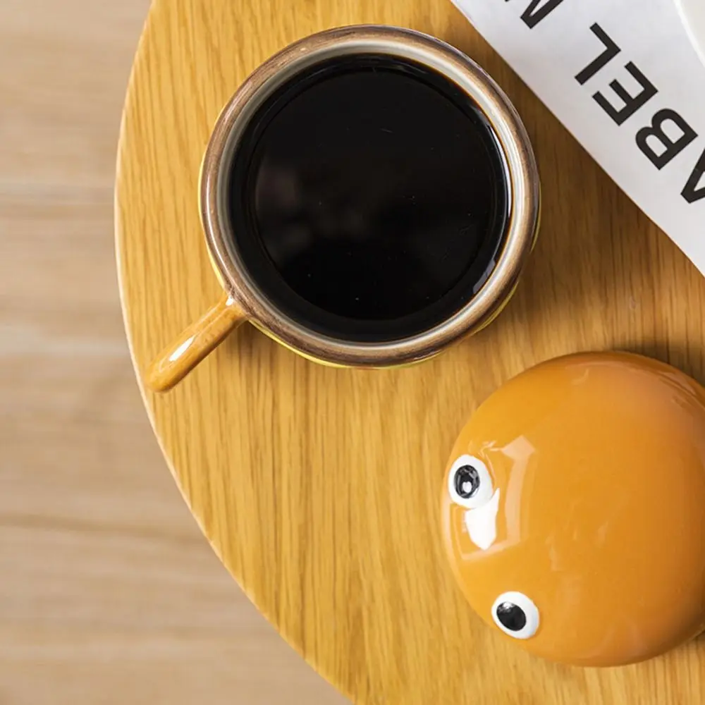 

Cartoon Hamburger Coffee Mugs Comfortable Grip Anti-scald Water Cup with Lid Heat Resistant Non-slip Creative Ceramic Cup