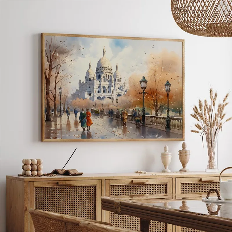 1pc frameless Canvas Painting Vintage French Architecture Paris London New York Cityscape Poster Canvas Painting Print Wall Art