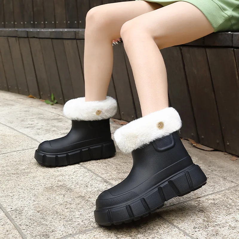 Waterproof cotton shoes winter women's thick-soled plush warm snow boots women's winter piled thickened cotton slippers winter