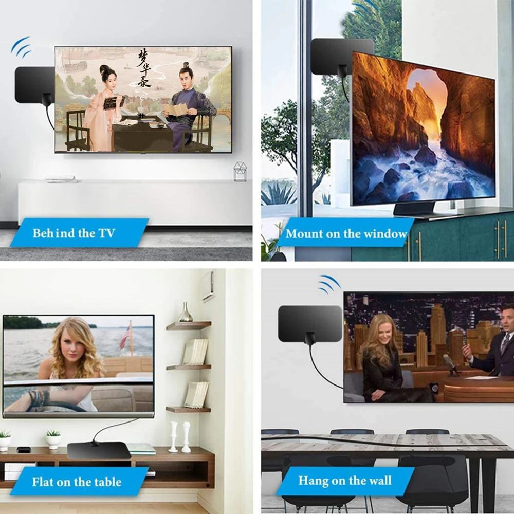 Alto ganho Smart TV Digital Antenna Stick, receptor de sinal para Android, Mini HD, DVB-T2, Europa e América, 150 milhas, 4K