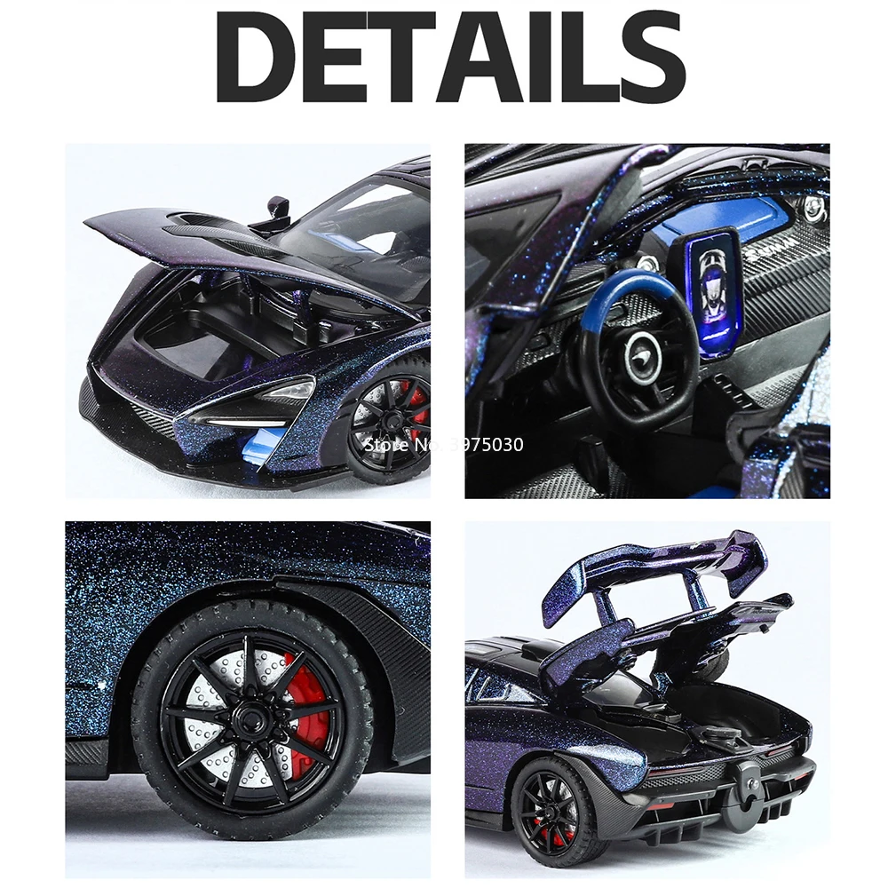 1:24 Senna Legering Diecast Model Speelgoedauto's Spray Versie Wielbesturing Miniatuur Auto met Pull Back Voertuig Kind Collectie Geschenken