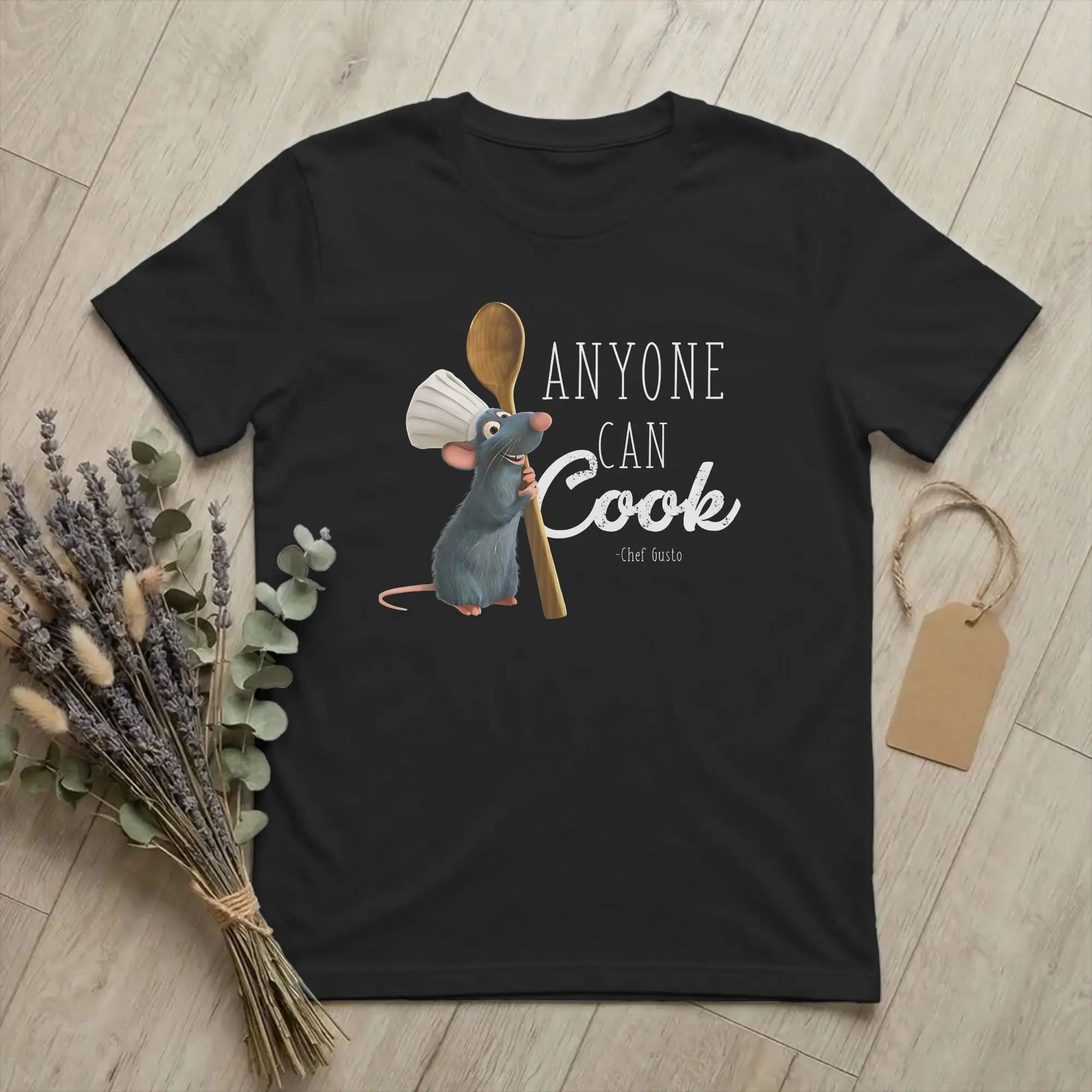 Funny Remy Anyone Can Cook  T-Shirt Unisex Cotton Short Sleeve Ratatouilles Crewneck Summer Top Tee