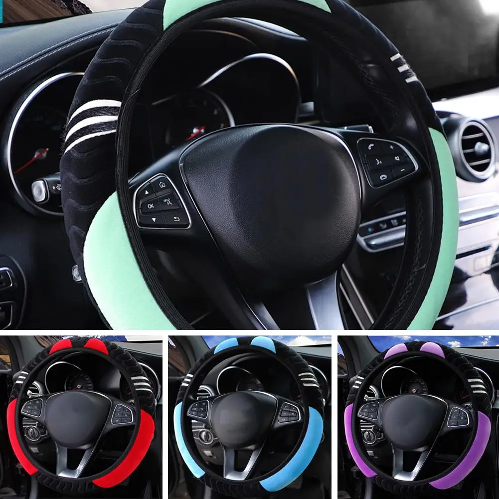 Plush Car Steering Wheel Cover Little 38cm Elastic Warm Anti-slip Wheel Cover Car Styling Car Accessories for Women