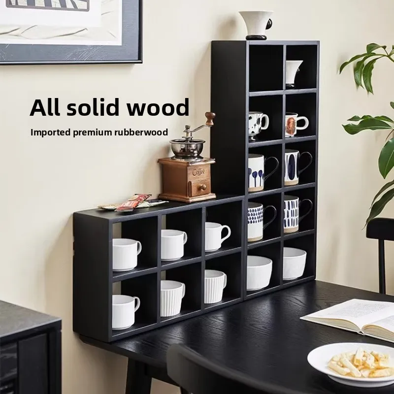 Multi Layer Solid Wood Desktop Organizer Cup and Collectible Display Rack Wall Mounted Spice Shelf for Kitchen Storage System