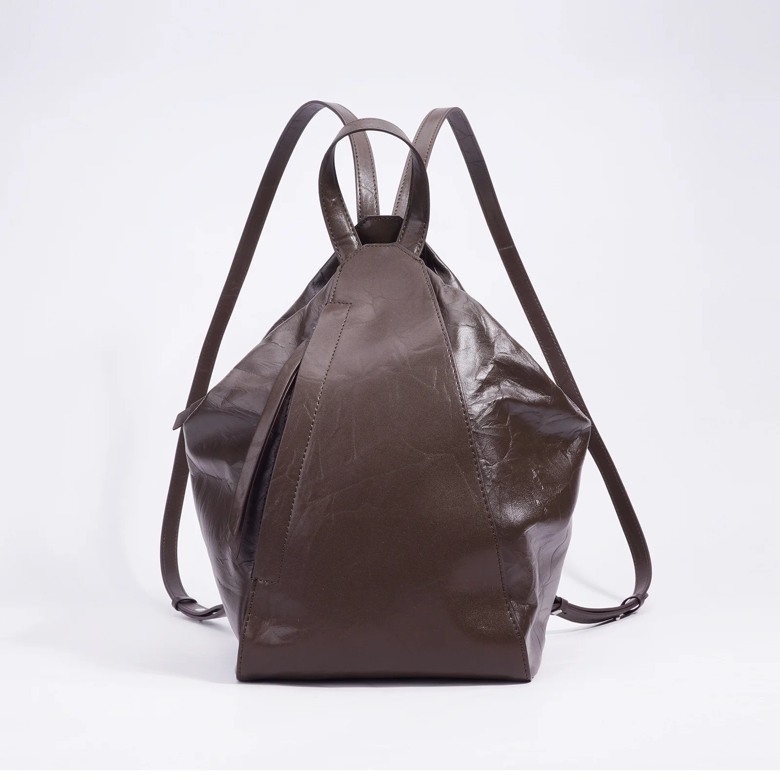 

High-End Lazy Design Single Shoulder Bag Quality Cowhide Commuter Handbag Women's Backpack Dual-Purpose Top Layer Leather
