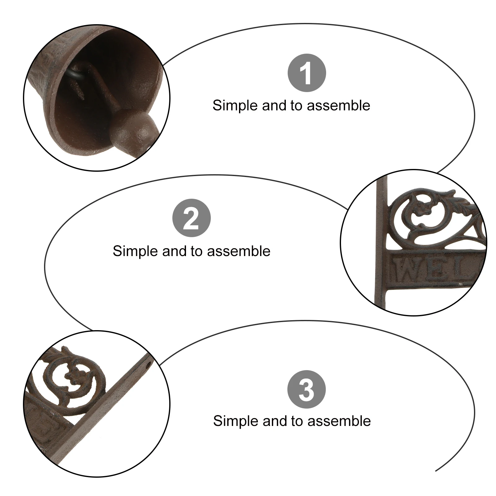 

1Pcs Eye Catching Life Like Cast Iron Wall Bell Perfect Gift for Friends and Families Cast Iron Doorbell Rustic Style Bell