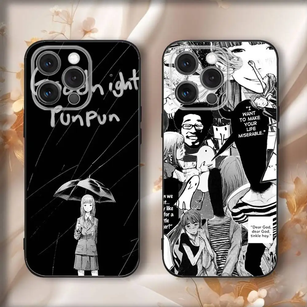 

Anime G-Goodnight Punpuns Phone Case For iPhone16,15,14,13,12,11,Pro,Max,Plus,X,XS,SE4,E,Mini,Soft Black Case