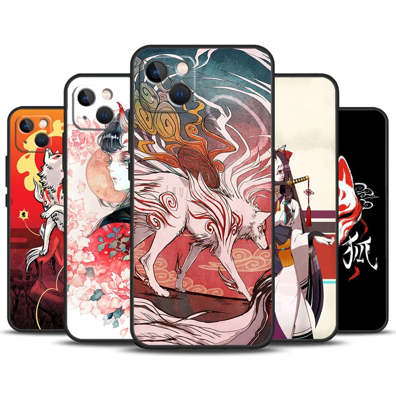 Etui na iPhone 14 13 11 12 15 Pro Max 12 13 Mini XR XS MAX 7 8 14 15 Plus etui na tył w stylu japońskim