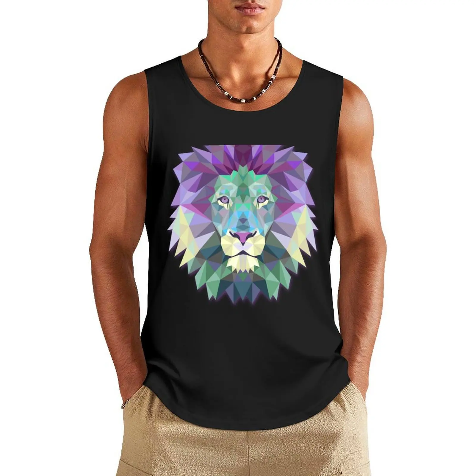 

Cool Colorful Lion Tank Top fashion 2025 man singlets for men Sports shirt man man vest