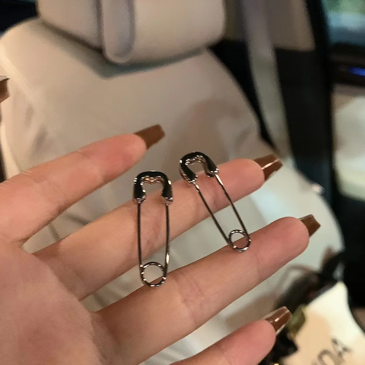 Korean Punk Rock Grunge Silver Color Metal Safety Pin Stud Earrings For Women Men 90s Aesthetic EMO Y2K Jewelry Accessories