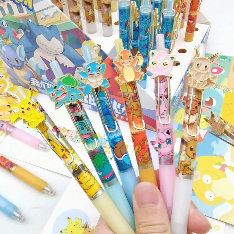 

6 шт./лот, гелевая ручка с рисунком покемона, милые 0,5 мм, черные чернила, ручки для подписи, канцелярские принадлежности, подарок, школьные письменные принадлежности