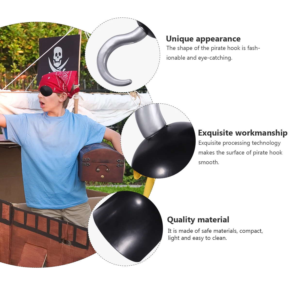 

3Pcs Pirate Hook Toy 19x95x95cm Plastic Gloves Hooks Dress Accessory Set Halloween Party Decorations Lightweight Safe Festive